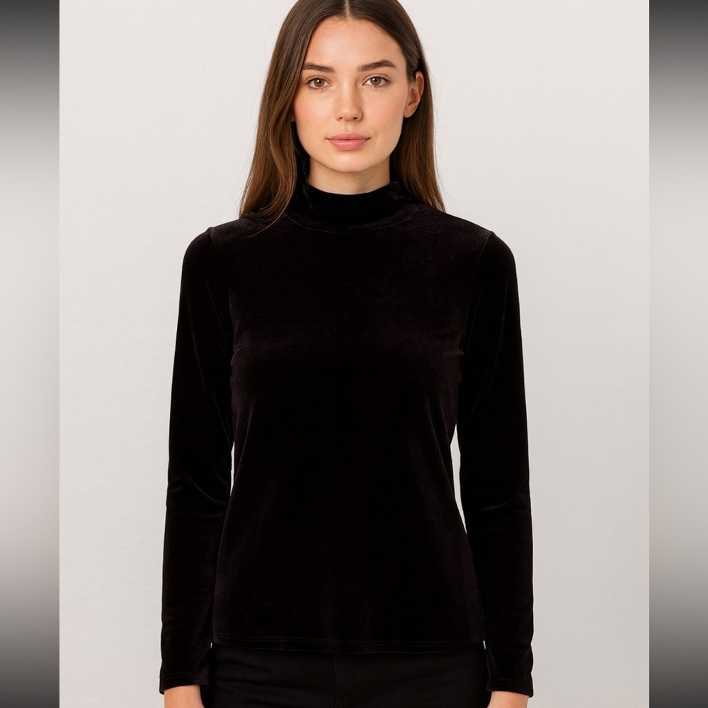 Bar III Women’s Black Velour Long Sleeve Top Size L Witchy Whimsigoth Chic